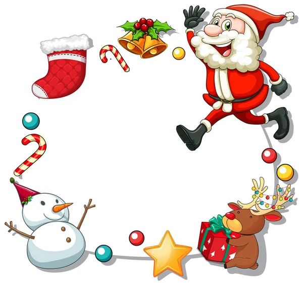 Χριστουγεννιάτικο Πλαίσιο Αντικείμενα Χριστουγέννων Λευκό Φόντο Εικονογράφηση — Διανυσματικό Αρχείο