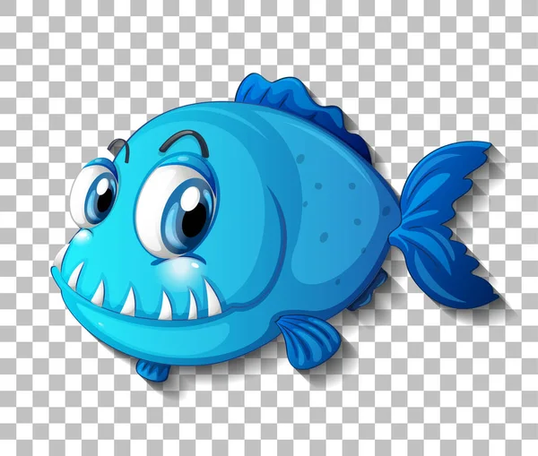 Blue Exotic Fish Cartoon Character Transparent Background Illustration — Stock Vector
