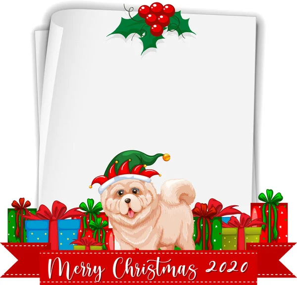 Чистый Лист Бумаги Логотипом Шрифта Собачьей Иллюстрацией Рождество 2020 — стоковый вектор