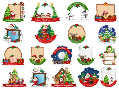 Beyaz arkaplan resimlerinde izole edilmiş boş Noel kartı şablonu