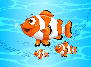 Birçok egzotik balık karikatür karakteri sualtı görüntülerinde yer alır.