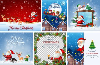 Farklı noel kartpostalları ya da poster çizimleri.