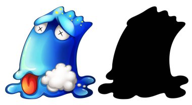 Beyaz arkaplanda silüeti olan bir canavar.