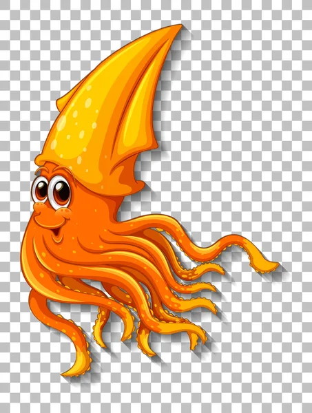 Cute Squid Postać Kreskówki Przejrzystym Tle Ilustracji — Wektor stockowy