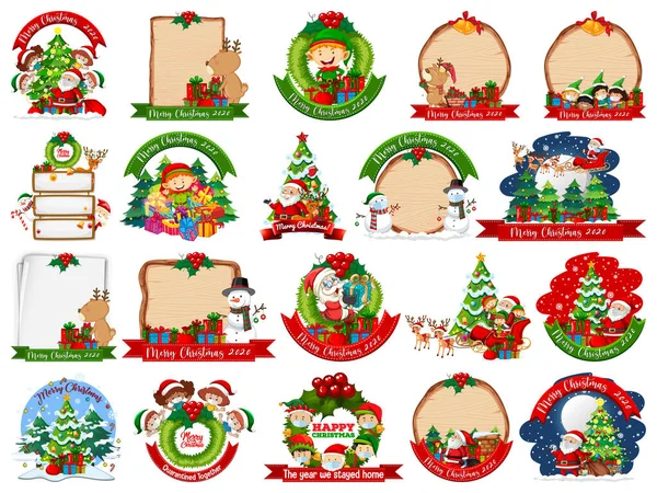 Set Van Blanco Kerstkaart Template Geïsoleerd Witte Achtergrond Illustratie — Stockvector