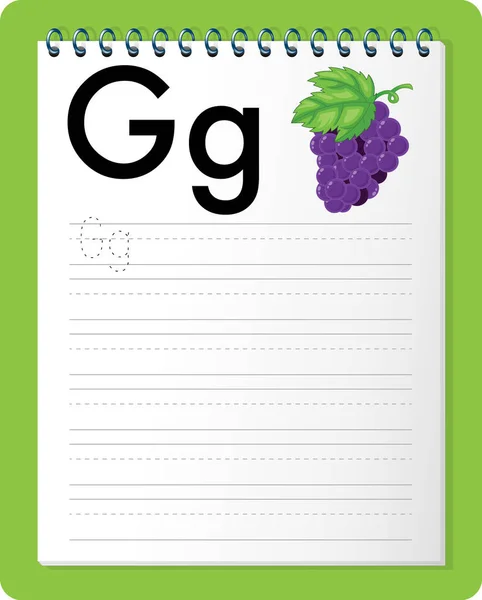 アルファベット文字とワークシートのトレース GとGのイラスト — ストックベクタ