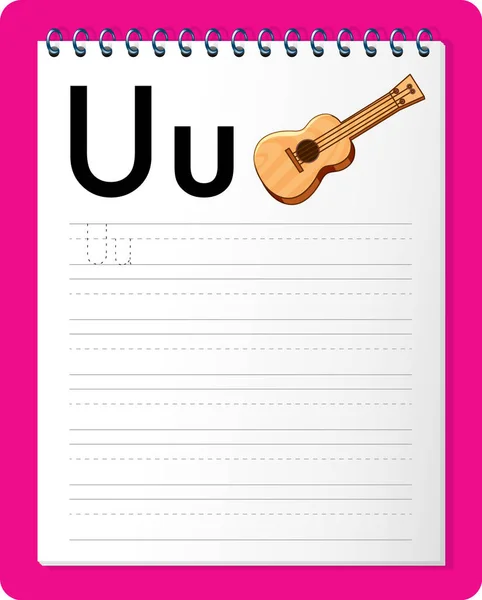 字母跟踪工作表 带有字母U和U的说明 — 图库矢量图片