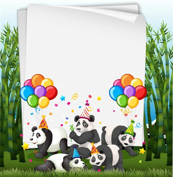 Paper Template Cute Animals Party Theme Illustration — Stock Vector