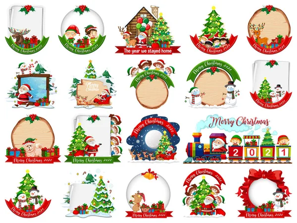 Készlet Üres Karácsonyi Kártya Sablon Elszigetelt Fehér Háttér Illusztráció — Stock Vector