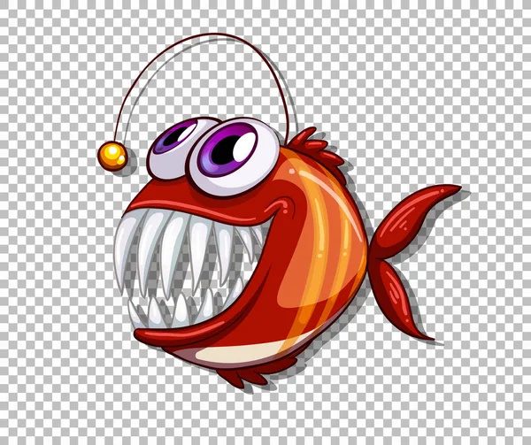 透明背景イラストのオレンジアングラー魚漫画のキャラクター — ストックベクタ