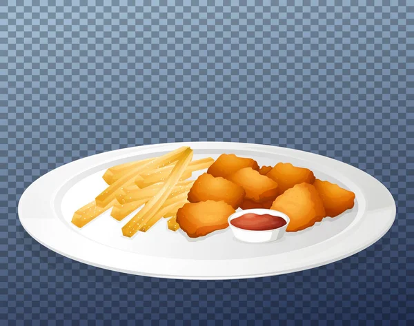 Nuggets Chips Ilustração Placa — Vetor de Stock