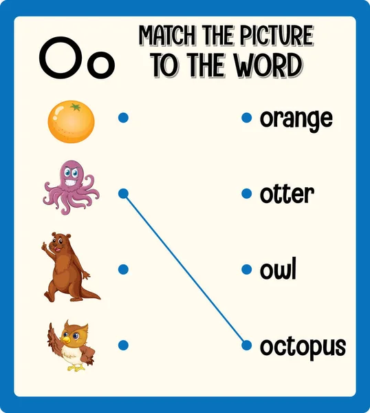 Combine Imagem Com Planilha Palavras Para Ilustração Crianças — Vetor de Stock