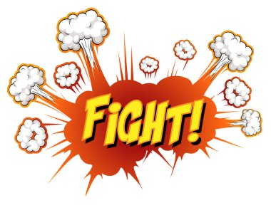 Dövüş metni illüstrasyonlu komik konuşma balonu