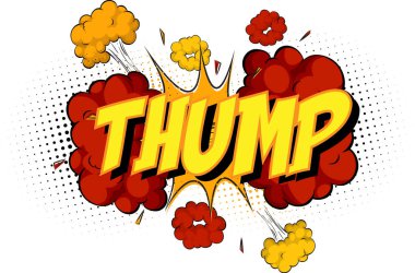 Komik bulut patlaması arkaplan illüstrasyonunda kelime gümbürtüsü