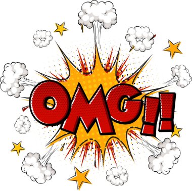 Omg metin illüstrasyonlu komik konuşma balonu