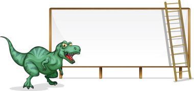 Beyaz arkaplan resimlerinde bir dinozor afişi şablonu