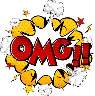 Omg metin illüstrasyonlu komik konuşma balonu