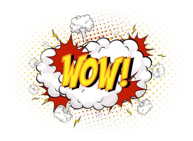Word Wow çizgi roman bulutu patlaması arkaplan çizimi