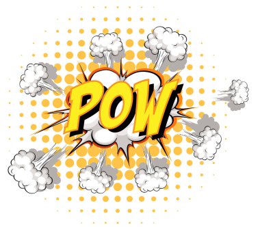 Pow metin illüstrasyonlu komik konuşma balonu