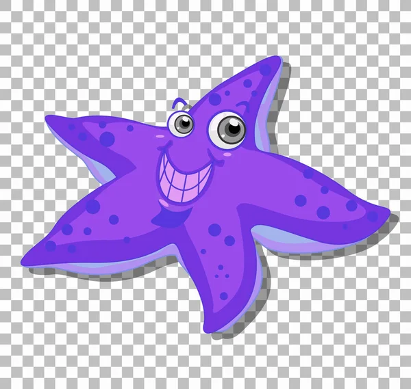 Smiling Starfish Cartoon Character Isolated Transparent Background Illustration — Stock Vector