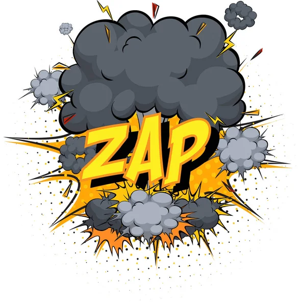 Word Zap Auf Comic Wolke Explosion Hintergrund Illustration — Stockvektor