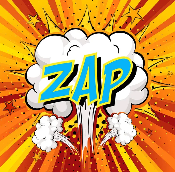 Word Zap Nube Cómica Explosión Fondo Ilustración — Vector de stock