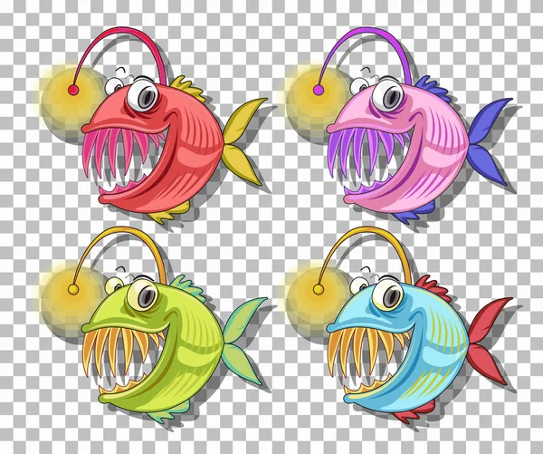 Pescador Peixe Personagem Desenho Animado Isolado Fundo Transparente Ilustração —  Vetores de Stock