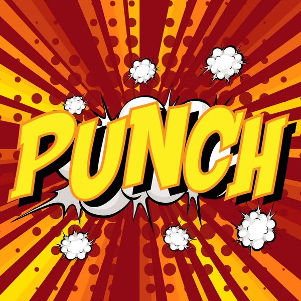 Punch Wording Comic Speech Bubble Burst Illustration — Stock Vector