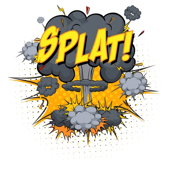 Splat关于白色背景图上孤立的漫画云雾爆炸的文本 — 图库矢量图片
