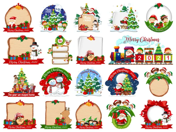 Set Leere Weihnachtskarte Vorlage Isoliert Auf Weißem Hintergrund Illustration — Stockvektor