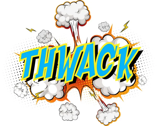 Mot Thwack Sur Bande Dessinée Explosion Nuage Fond Illustration — Image vectorielle