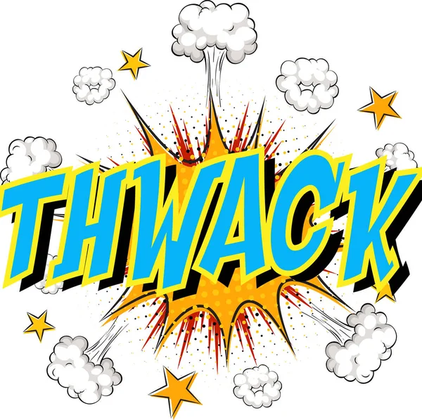 Word Thwack Képregény Felhő Robbanás Háttér Illusztráció — Stock Vector