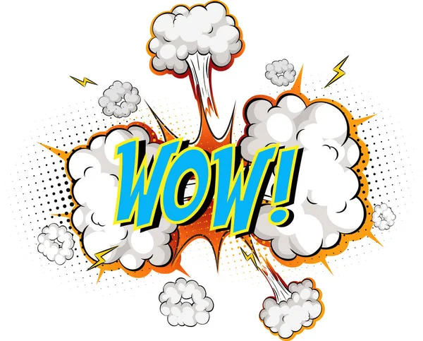 Word Wow Auf Comic Wolke Explosion Hintergrund Illustration — Stockvektor