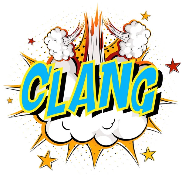 Word Clang Auf Comic Wolke Explosion Hintergrund Illustration — Stockvektor