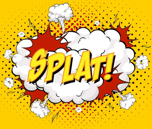 Splat Text Komiskt Moln Explosion Gul Bakgrund Illustration — Stock vektor