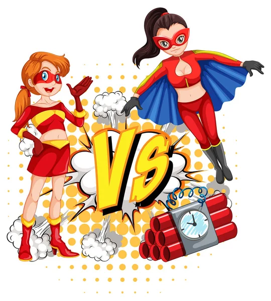 Two Superheroes Fighting Each Other Illustration — Stock Vector