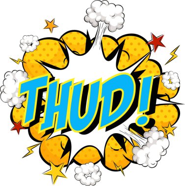 Komik bulut patlaması arkaplan illüstrasyonuyla ilgili kelime gümbürtüsü