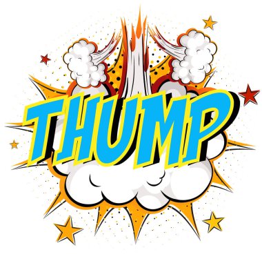 Komik bulut patlaması arkaplan illüstrasyonunda kelime gümbürtüsü