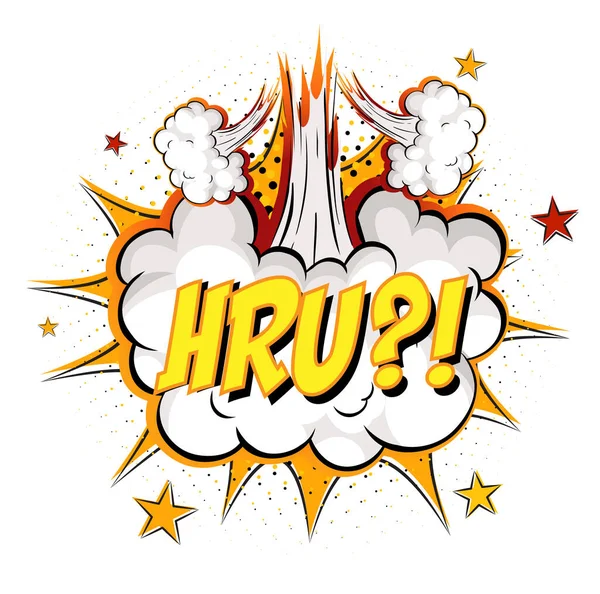 Çizgi roman bulutu patlaması üzerine HRU metni beyaz arkaplan resimlerinde izole edildi