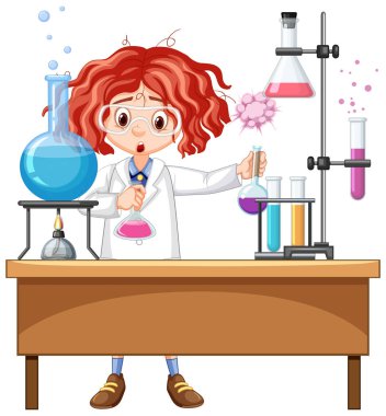 Laboratuvar illüstrasyonunda araştırmacı deneyi