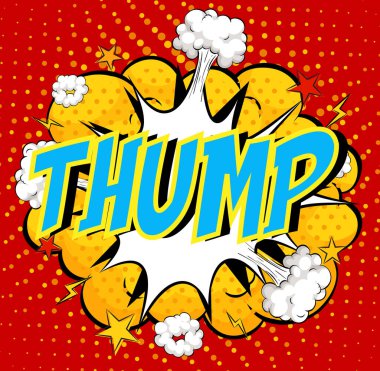 Komik bulut patlaması arkaplan illüstrasyonunda kelime gümbürtüsü