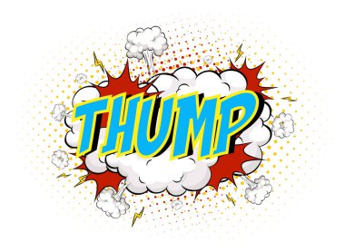 Komik bulut patlaması arkaplan illüstrasyonunda kelime gümbürtüsü