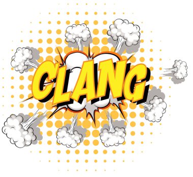 Clang metin illüstrasyonlu komik konuşma balonu