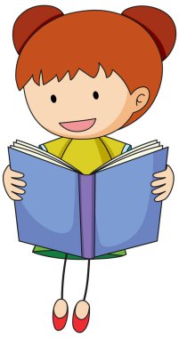 Çizgi film karakteri okuyan karalama yapan bir çocuk çizimleri izole etmiş.