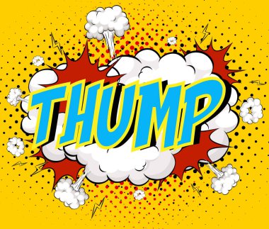 Komik bulut patlaması arkaplan illüstrasyonunda kelime gümbürtüsü