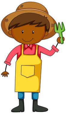 Küçük bahçıvan çizgi film karakteri çizimi