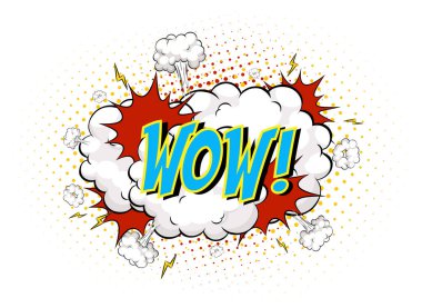 Word Wow çizgi roman bulutu patlaması arkaplan çizimi