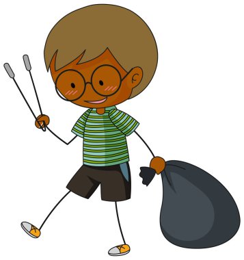 Çizgi film karakterini temizleyen bir karalama çocuğu çizimleri izole etti.