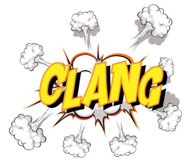 Clang metin illüstrasyonlu komik konuşma balonu