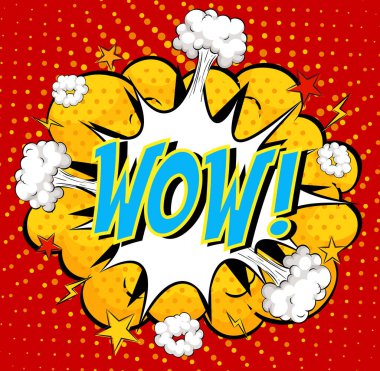 Word Wow çizgi roman bulutu patlaması arkaplan çizimi